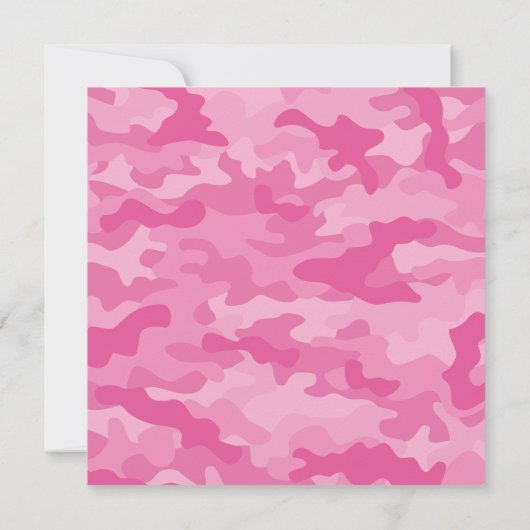 ピンク迷彩柄ベビーシャワーまたはパーティー 招待状 (裏面)