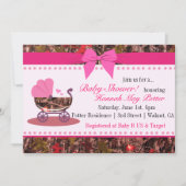 ピンク迷彩柄ベビーシャワーパーティの招待状 招待状 (正面)