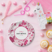 ピンク迷彩柄ベビーシャワー ペーパープレート (パーティー)