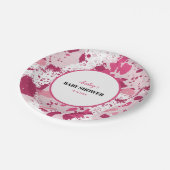 ピンク迷彩柄ベビーシャワー ペーパープレート (アングル)