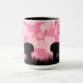 ピンク迷彩柄ホワイトテールバックディアー マグカップ (中央)