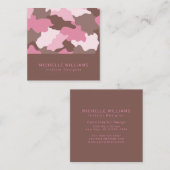 ピンク迷彩柄モダンカモフラージュパターンプロフェッショナル スクエア名刺 (正面/裏面)