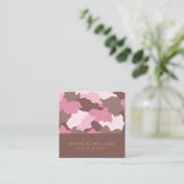 ピンク迷彩柄モダンカモフラージュパターンプロフェッショナル スクエア名刺 (スタンド正面)