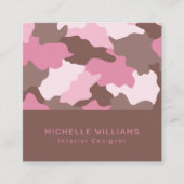 ピンク迷彩柄モダンカモフラージュパターンプロフェッショナル スクエア名刺 (正面)