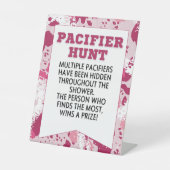 ピンク迷彩柄誕生日パーティー用品ベビーシャワー 台座サイン (正面)