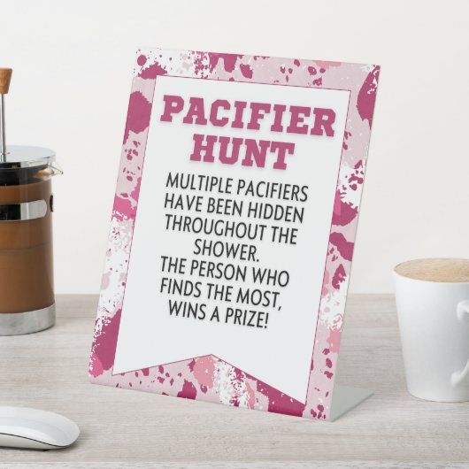 ピンク迷彩柄誕生日パーティー用品ベビーシャワー 台座サイン (インサイチュ)
