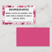 ピンク迷彩柄赤ちゃんシャワーおむつラッフル エンクロージャーカード (正面/裏面)