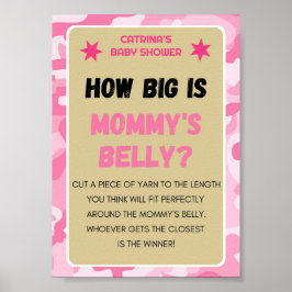 ピンク迷彩柄赤ちゃんシャワー記号 ポスター