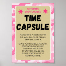 ピンク迷彩柄赤ちゃんシャワー記号