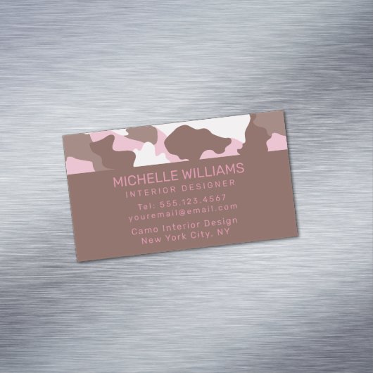 ピンク迷彩柄迷彩パターンプロフェッショナル マグネット名刺 (インサイチュ)