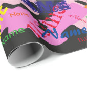 ピンク迷彩柄追加名のカスタム折り返し紙 ラッピングペーパー (ロールコーナー)