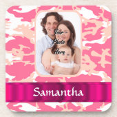 ピンク迷彩柄 コースター (正面)