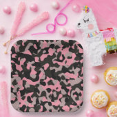 ピンク迷彩柄 ペーパープレート (パーティー)