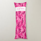 ピンク迷彩柄NAMEキッズベッドルームデコールおもしろい ボディピロー (裏面 (縦))