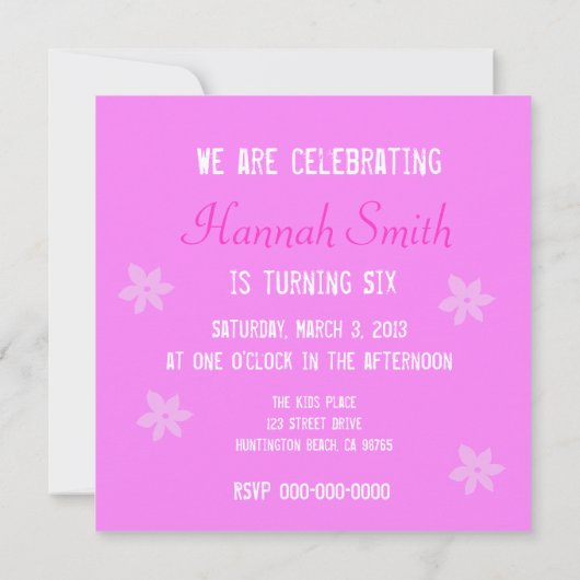 ピンク迷彩 招待状 (裏面)