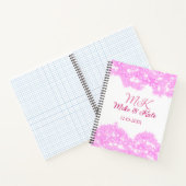 ピンク追加カップル名dateモノグラムグリッタースパークル ノートブック (内部)