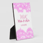 ピンク追加カップル名dateモノグラムグリッタースパークル フォトプラーク (側面)