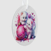 ピンク遊のクリスマスで可愛い白ネコちゃん オーナメント (正面)