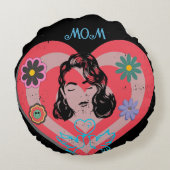 ピンク遭難レトロステイアットホームママの愛情 ラウンドクッション (裏面)