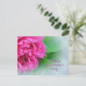 ピンク野生バラハッピーバレンタインデー シーズンポストカード (スタンド正面)