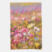 ピンク野花イエローラベンダー2025 キッチンタオル (縦)