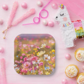 ピンク野花イエローラベンダー2025 ペーパープレート (パーティー)