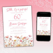 ピンク野花60thサプライズ誕生日パーティー 招待状