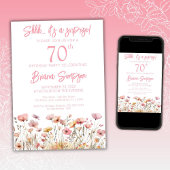 ピンク野花70thサプライズ誕生日パーティー 招待状