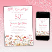 ピンク野花80thサプライズ誕生日パーティー 招待状