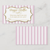 ピンク金ゴールドおむつラッフルカードガールベビーシャワー エンクロージャーカード (正面/裏面)