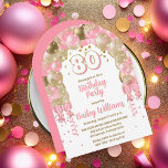 ピンク金ゴールドお祝いバルーン80th誕生日パーティー 招待状<br><div class="desc">この祝目を引く80thバースデーパーティーの招待とスタイルでは鮮やか、ピンクと金ゴールドの色合いのカスケード素晴らしバルーンアーチデザインを搭載し、白でアクセント付き。中央はっきりしたの「80」は、思い出に残るお祝いの音を完璧に設定よくはしゃぐし、まだシックなtouchを追加する。デザインは白エレガントとピンクの文字を取り入れ、微妙な金ゴールドトーンのアクセントで補完し、すべての考え深くレトロとスクリプトのフォントの組み合わせで配置されたフェスティバルの雰囲気を高める。この招待は興奮と喜びを呼び起こすために慎重に作られ、それは祝スタイルとこの節目の誕生日に最適な選択しゃれているを行う。</div>