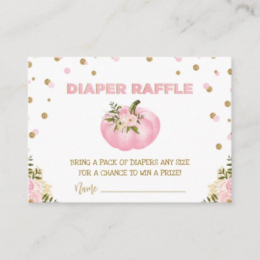 ピンク金ゴールドかぼちゃおむつラッフルフローラ秋女 エンクロージャーカード (正面)