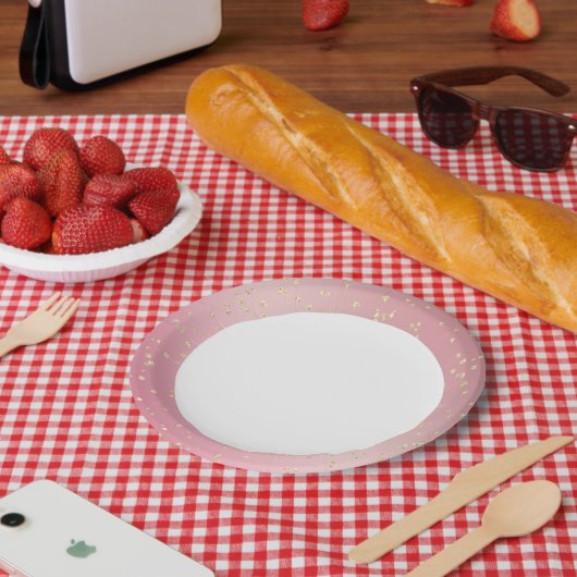 ピンク金ゴールドきらきら光る誕生日 ペーパープレート (ピクニック)