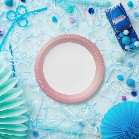 ピンク金ゴールドきらきら光る誕生日 ペーパープレート (パーティー)