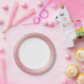 ピンク金ゴールドきらきら光る誕生日 ペーパープレート (パーティー)