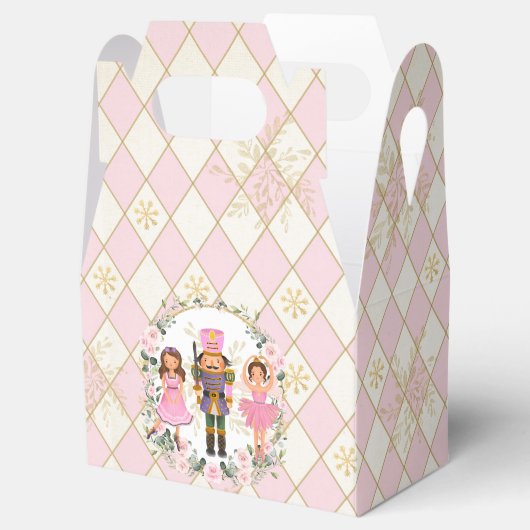 ピンク金ゴールドくるみクラッカーホリデーフローラリース フェイバーボックス (オープン)