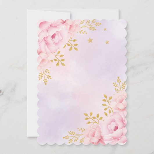 ピンク金ゴールドくるみ割りパーティー冬フローラ誕生日 招待状 (裏面)