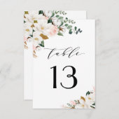 ピンク金ゴールドとホワイトマグノリ結婚アの表番号 出欠カード (正面/裏面)