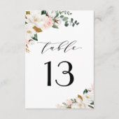 ピンク金ゴールドとホワイトマグノリ結婚アの表番号 出欠カード (正面)