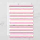 ピンク金ゴールドと白ストライプのブライダルシャワー 招待状 (裏面)