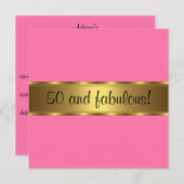 ピンク金ゴールドの素晴らしい50th誕生日パーティー 招待状 (正面/裏面)
