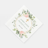 ピンク金ゴールドの緑のユーカリ第一聖餐式 スタンダードランチョンナプキン (角)