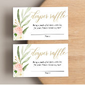 ピンク金ゴールドの緑の赤ちゃんシャワーおむつラッフルカード エンクロージャーカード