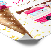 ピンク金ゴールドアイスクリームトラック誕生日パーティーへようこそ ポスター (角)