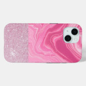 ピンク金ゴールドアゲートグリッターモノグラム Case-Mate iPhoneケース (裏面 (横))