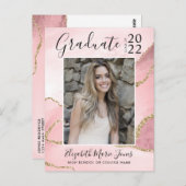 ピンク金ゴールドアゲートグリッター大学院写真卒業 ポストカード (正面/裏面)