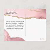 ピンク金ゴールドアゲートグリッター大学院写真卒業 ポストカード (裏面)