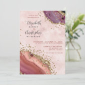 ピンク金ゴールドアゲ結婚ート 招待状 (スタンド正面)