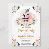 ピンク金ゴールドアップルフローラ先生退職パーティー 招待状 (正面)