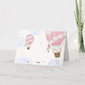 ピンク金ゴールドアドベンチャーホットエアバルーンベビーシャワー サンキューカード (裏面)